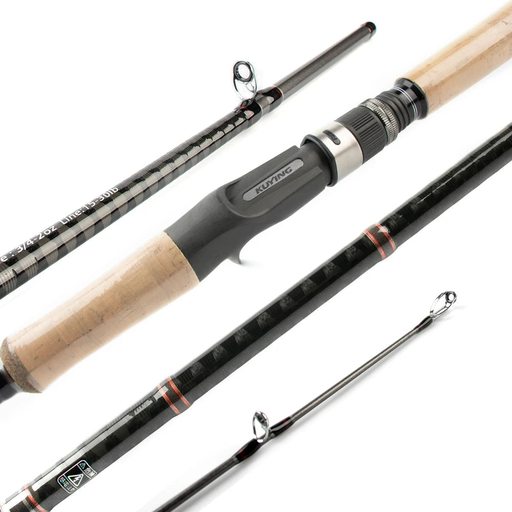 KUYING SNATCH 2.1m 7'0" 2.19m 7'3" 2.28m 7'6" Super Hard XH H Carbon Casting Lure Fishing Rod Pole Fast FUJI Reel Seat