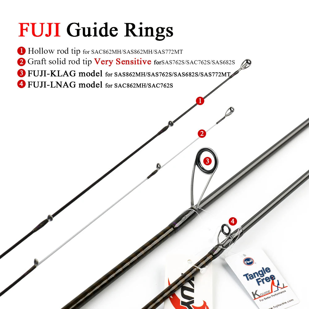 KUYING SUPERLITE Ajing 2.04m 6'8'' 2.28m 7'6" 2.31m 7'7'' 2.58m 8'6" Spinning Casting Fishing Lure Rod Pole Super Fast Action